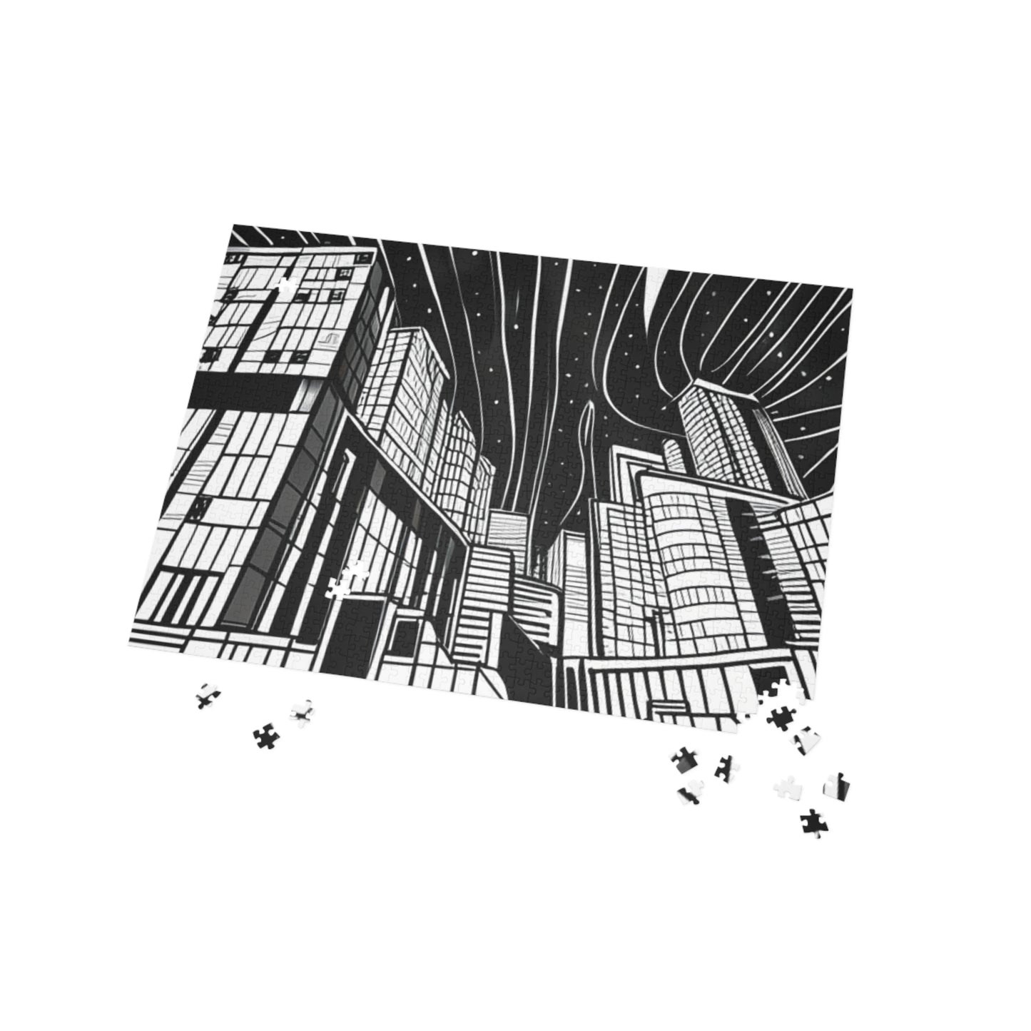 Modern City Architecture Black & White 1000 piece puzzle